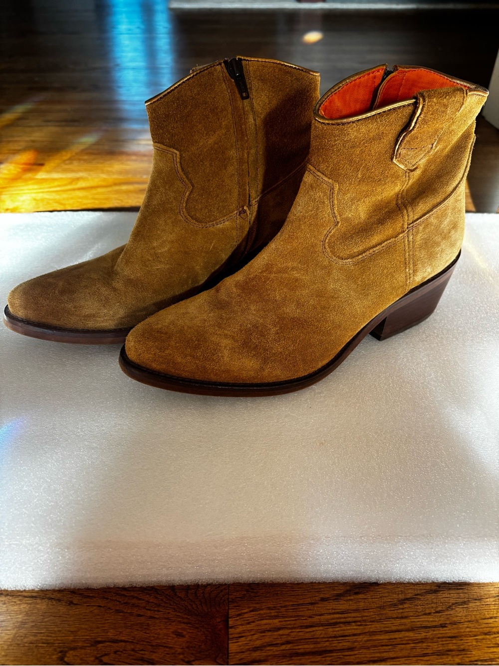 Penelope Chilvers Suede Ankle Booties in Tan Brown